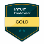 Intuit ProAdvisor Gold badge with two stars on a dark background.