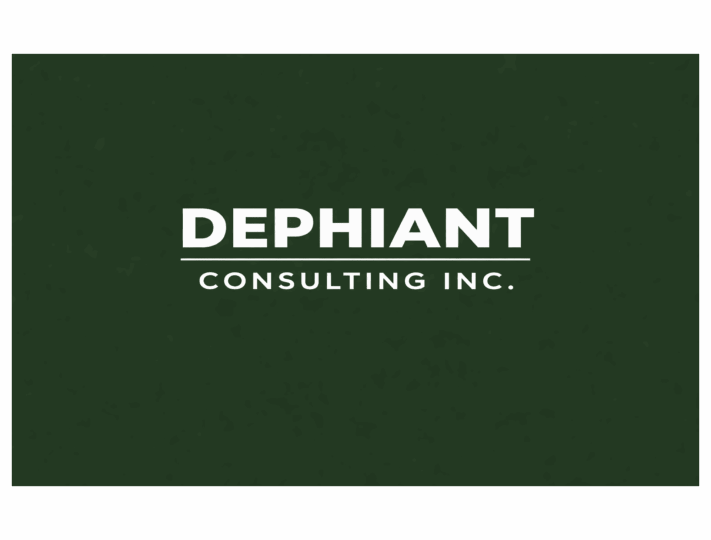 Logo of Dephiant Consulting Inc. on a dark green background.