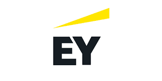 EY logo with bold black letters and a yellow triangular shape.