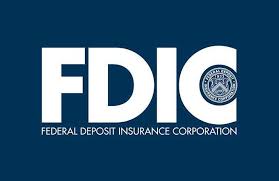 FDIC logo with a seal on a dark blue background.