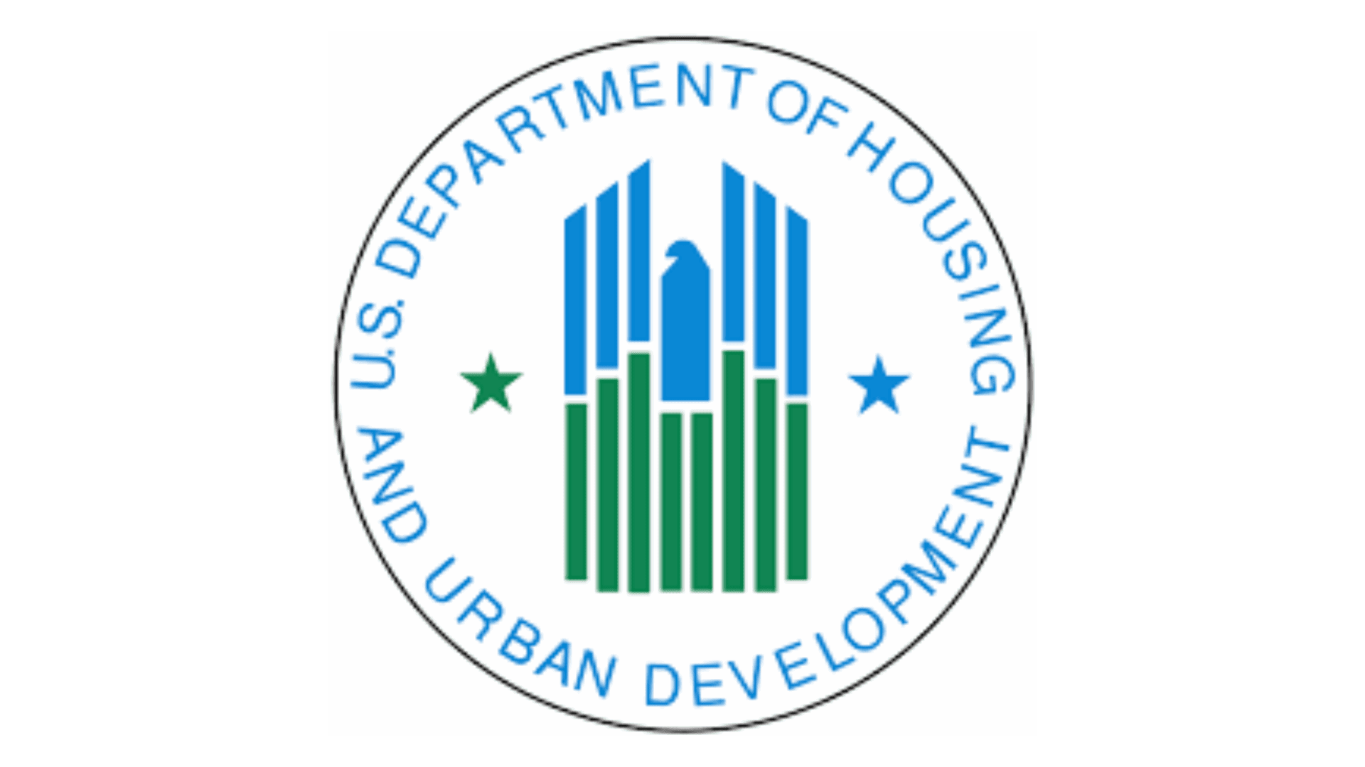 HUD circular emblem with stylized blue eagle