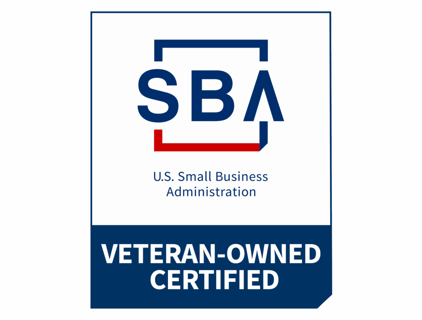 Logo of the U.S. Small Business Administration with Veteran-Owned Certified label.